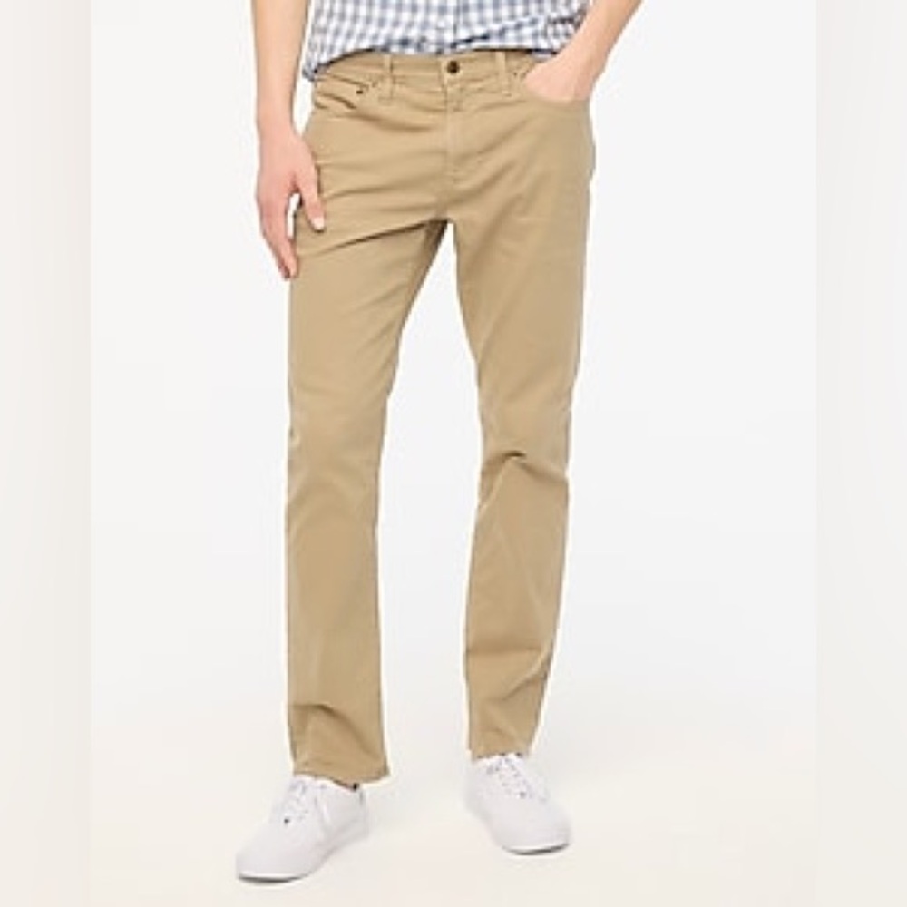 NWT J.Crew Slim-Fit Garment-Dyed Five-Pocket Pants Dusty Khaki 35x32
